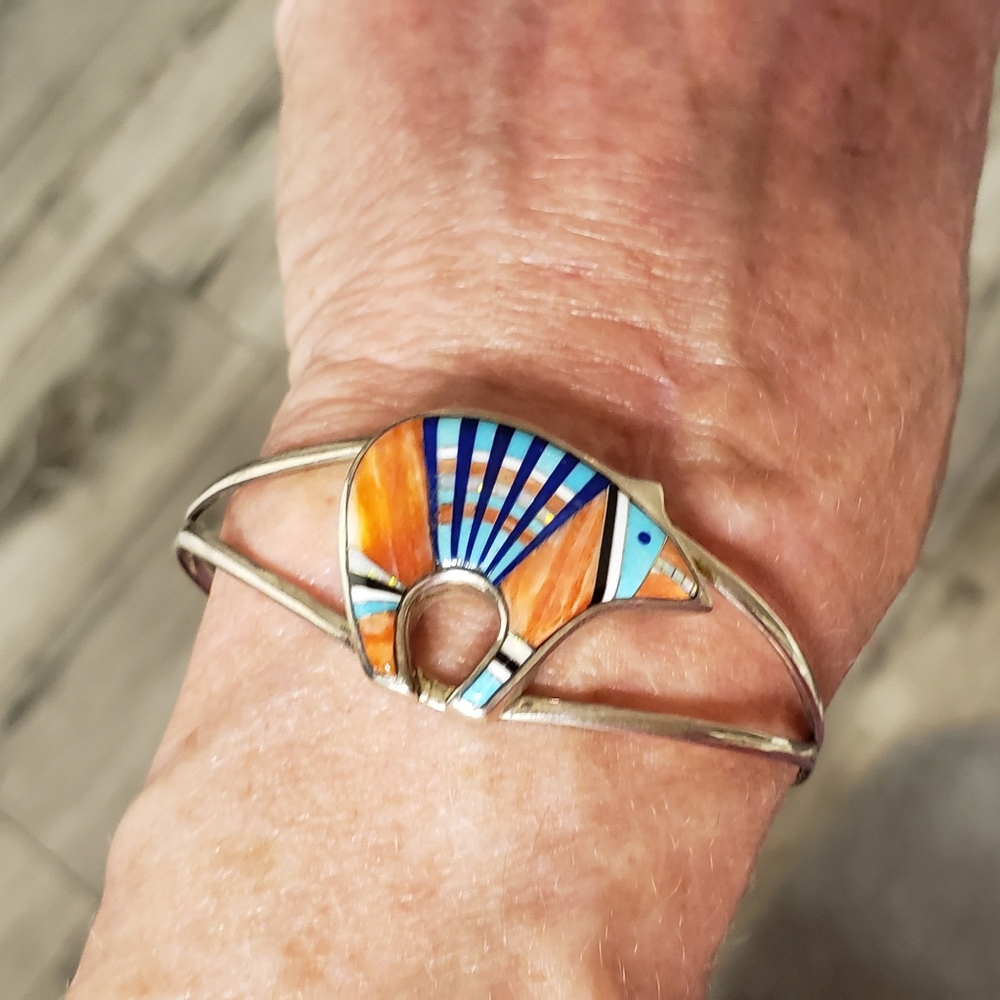 Sterling Silver Cuff With Multiple Inlay Stones. - image 1